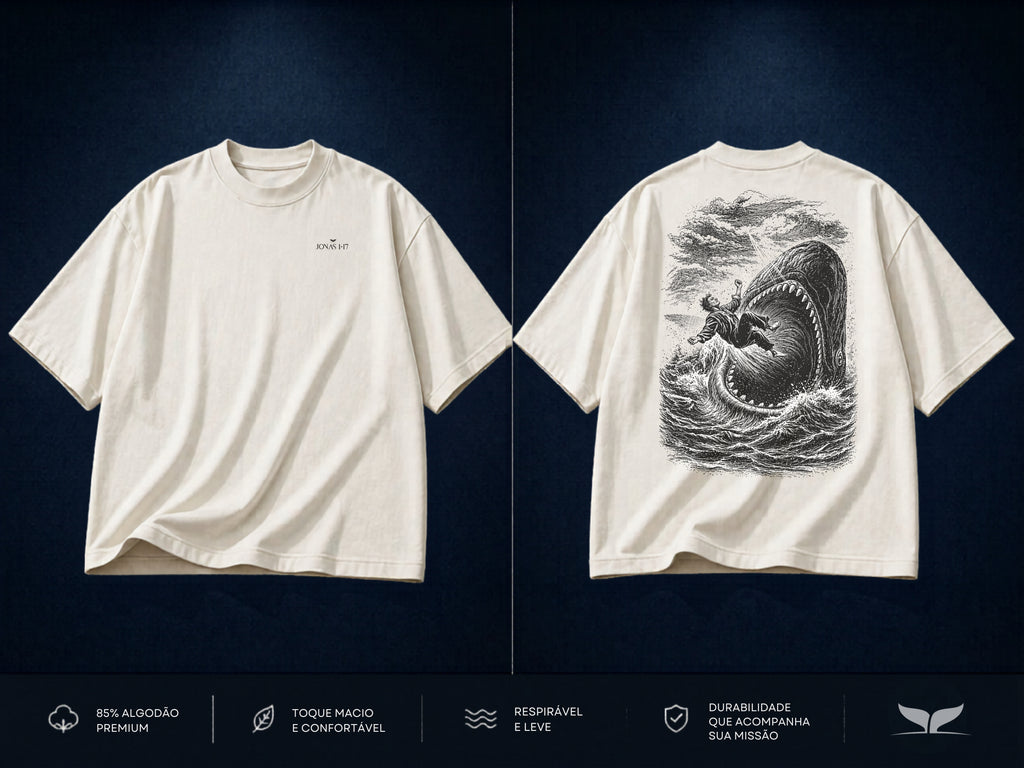 Camiseta Over — Jonas 1:17 Off White
