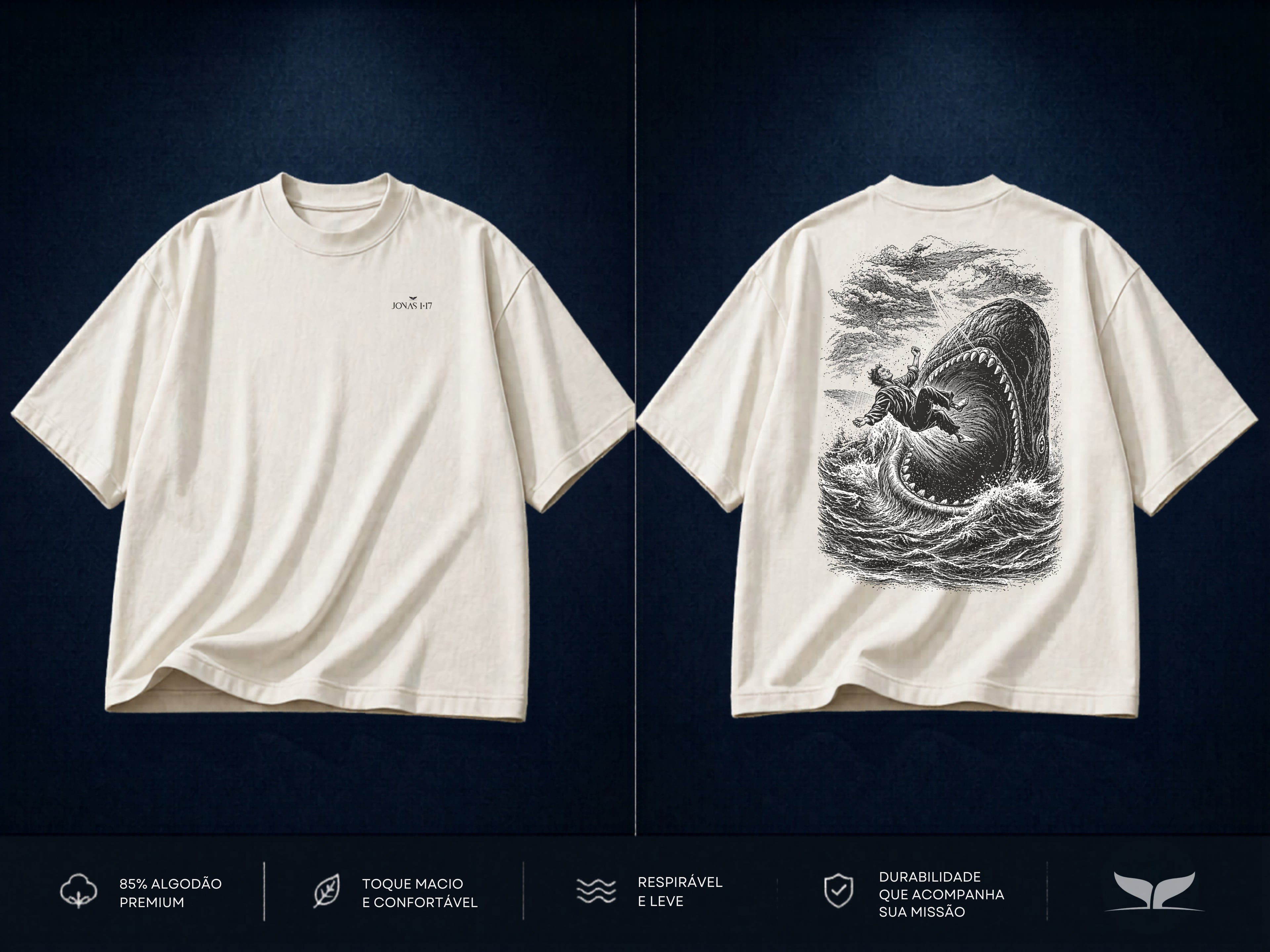 Camiseta Over — Jonas 1:17 Off White