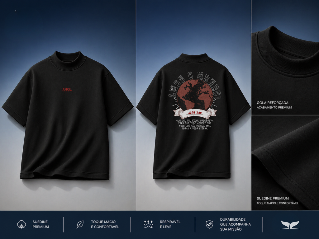 Camiseta Over Plus João 3:16 - Preto