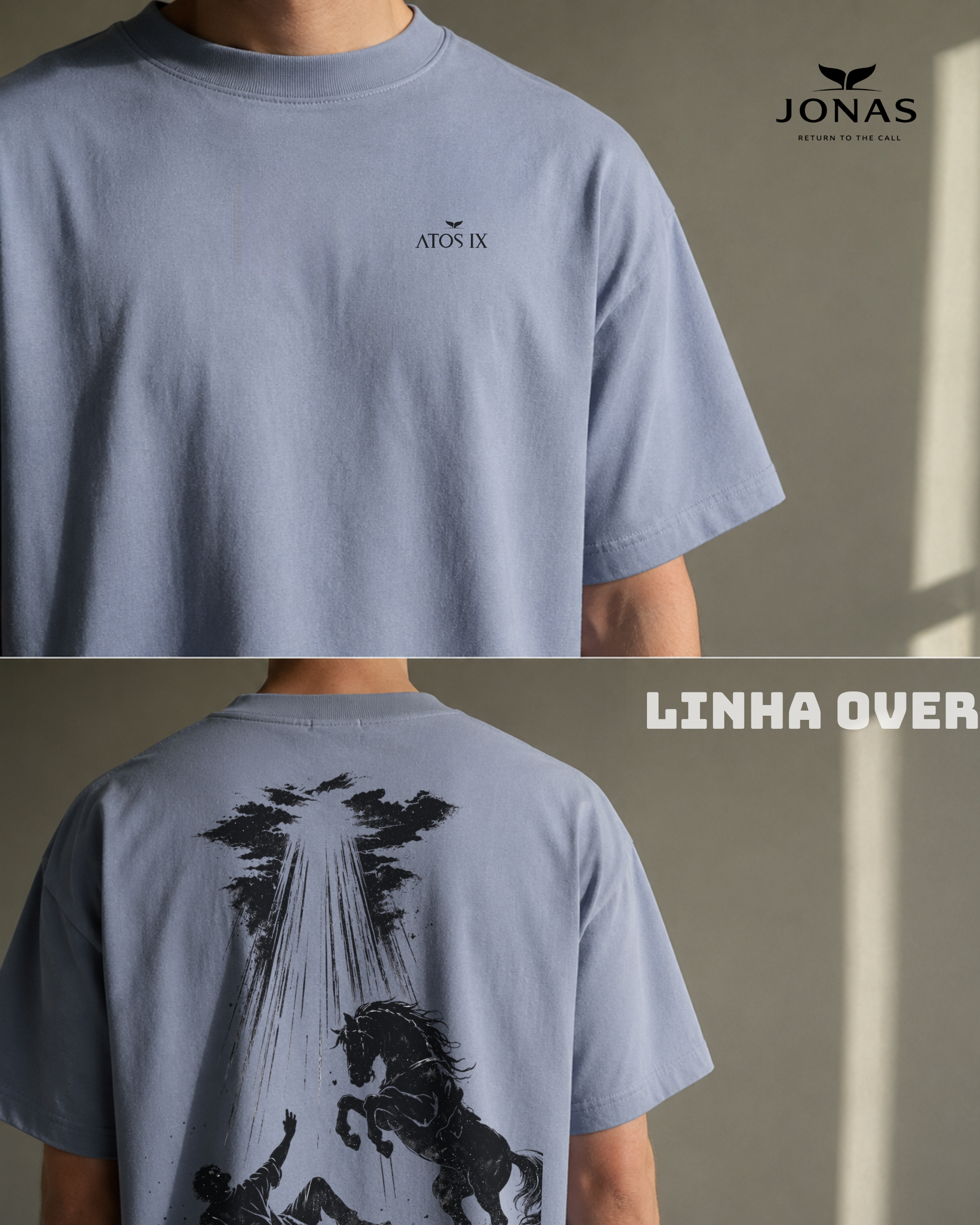 Camiseta Over — Atos IX Cinza Azulado