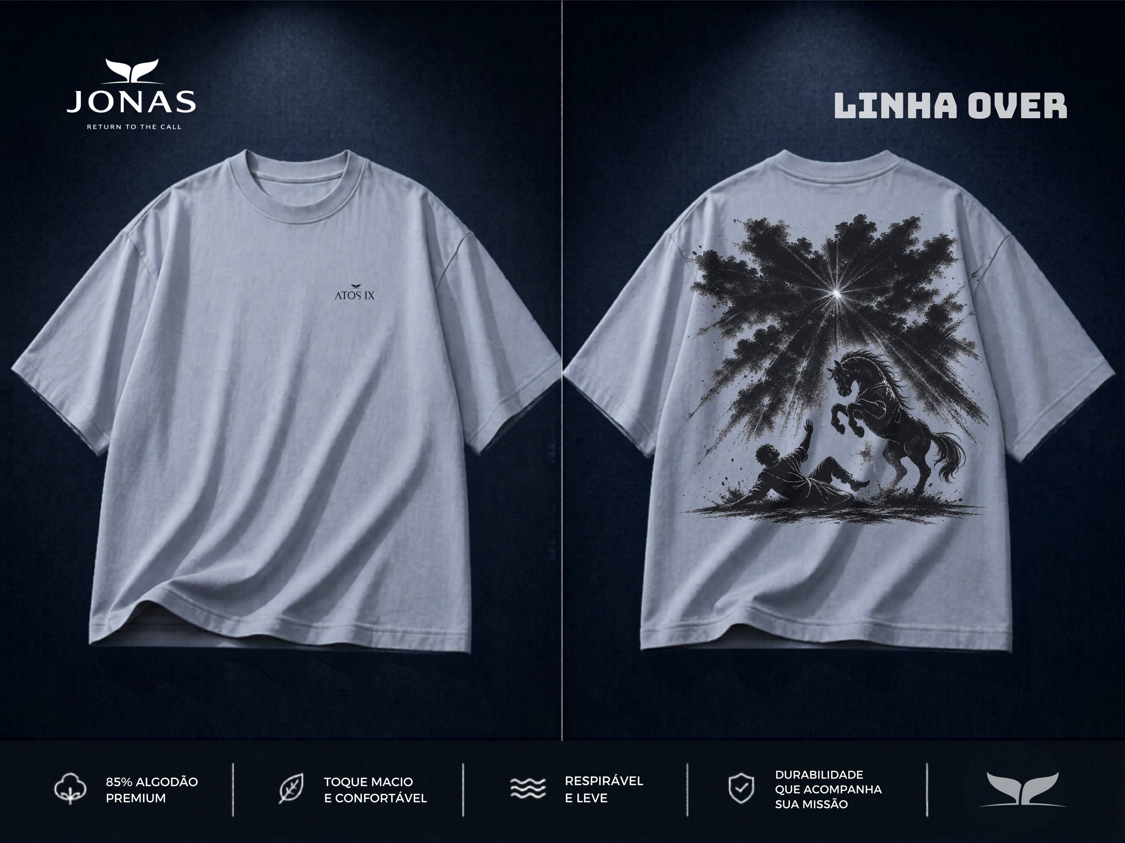 Camiseta Over — Atos IX Cinza Azulado
