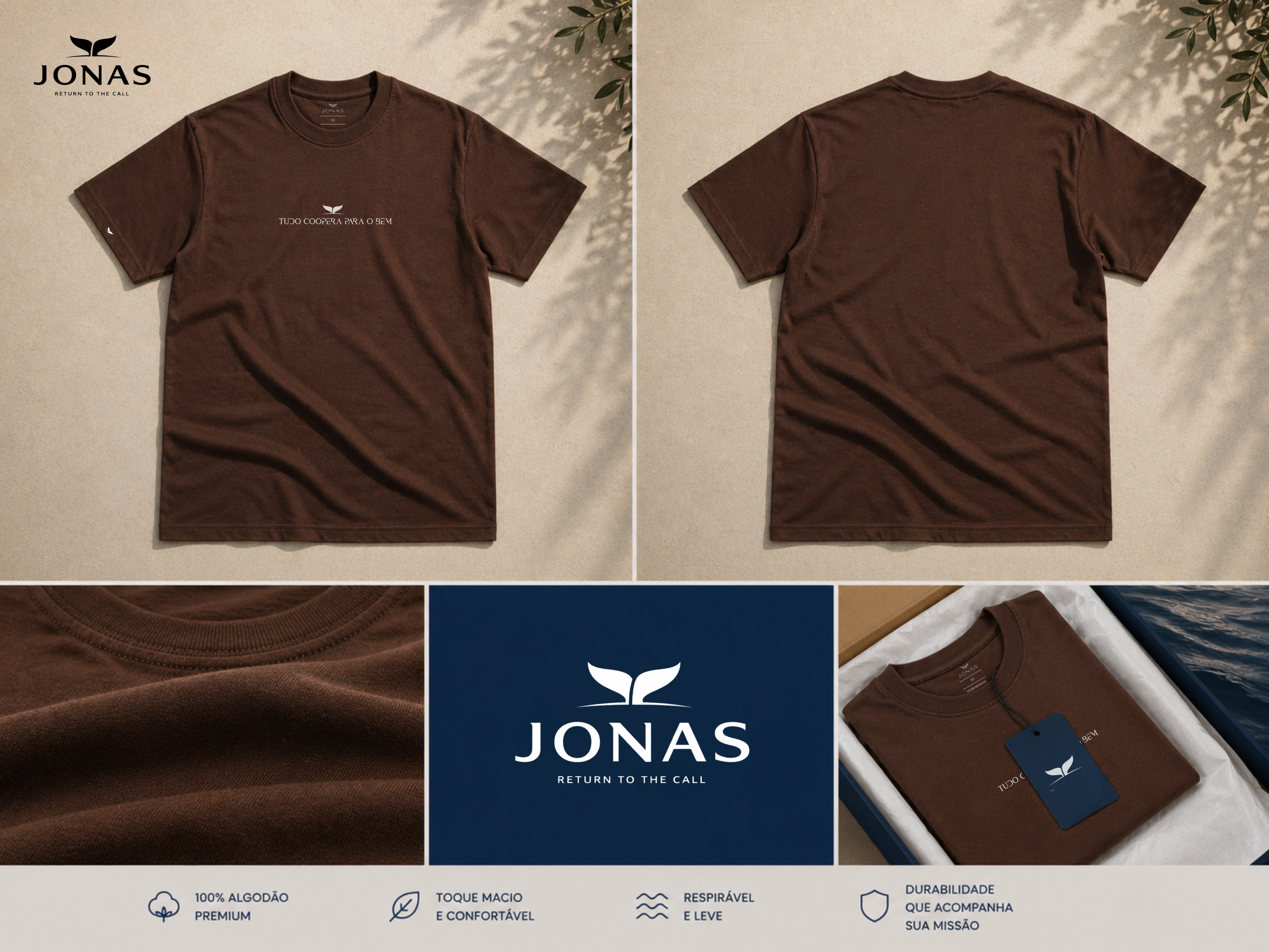 Camiseta Essential “Tudo Coopera Para o Bem ” – Marrom