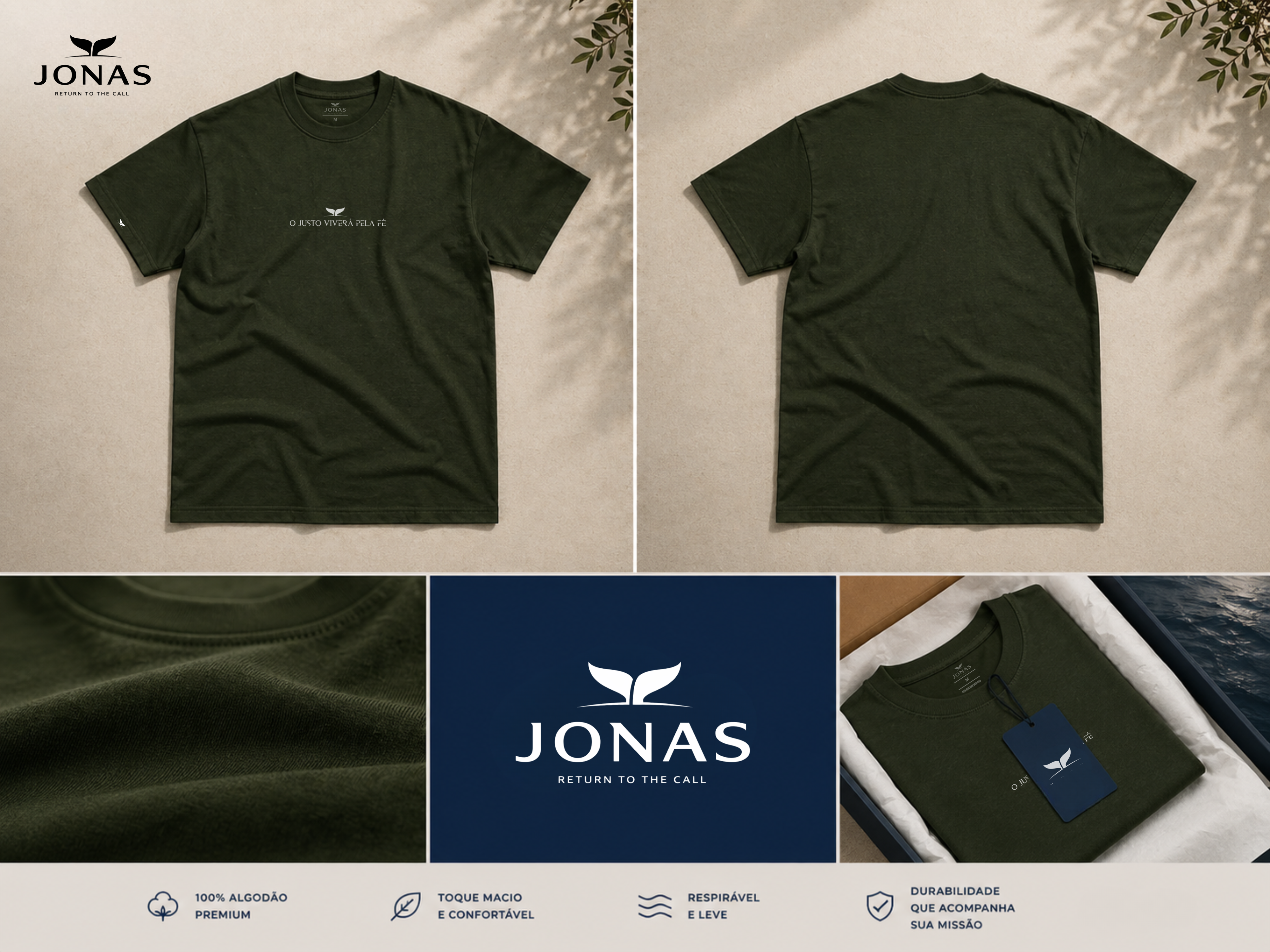 Camiseta Essential “O Justo Viverá Pela Fé” – Verde Militar