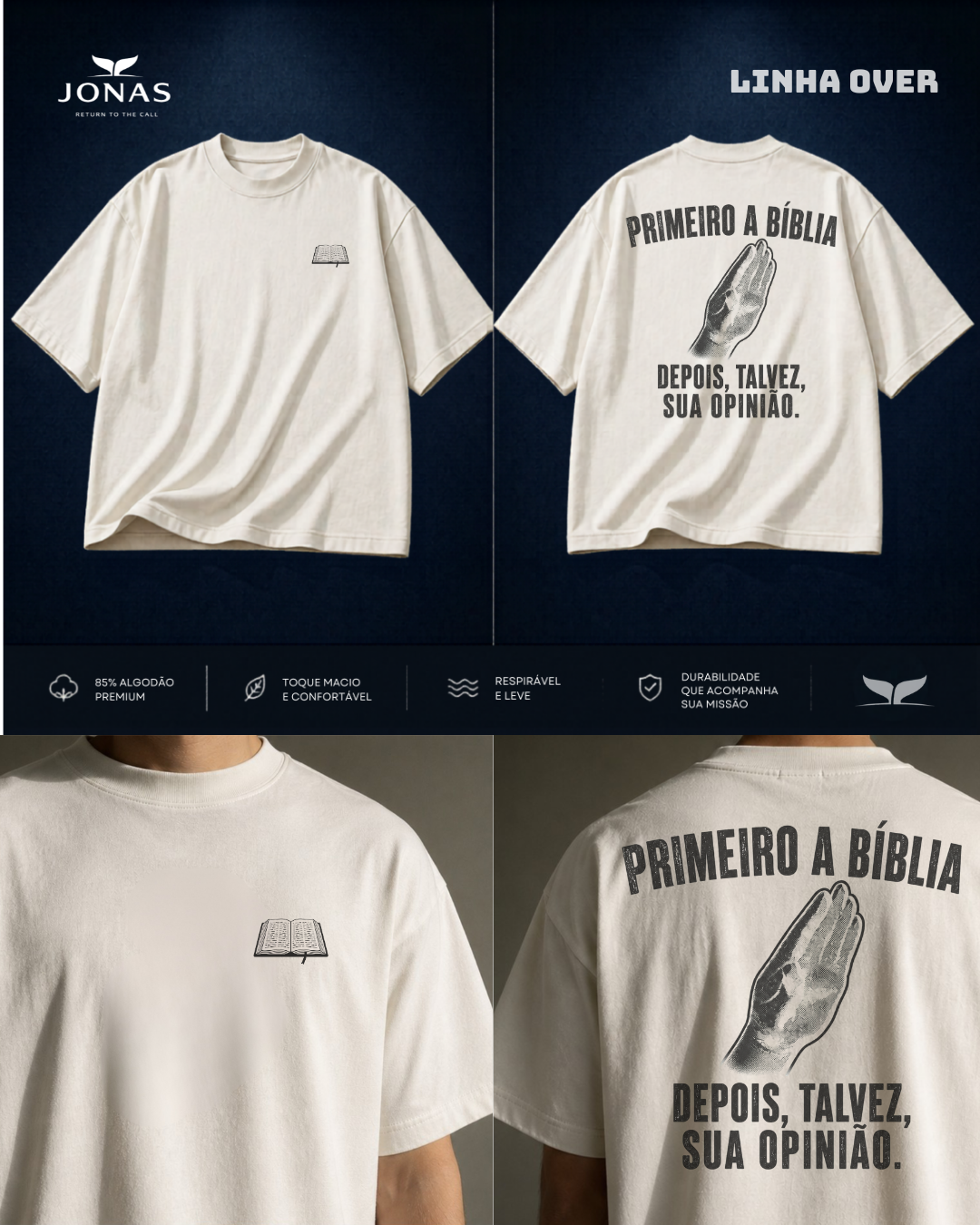 Camiseta Over - Bíblia - Off White