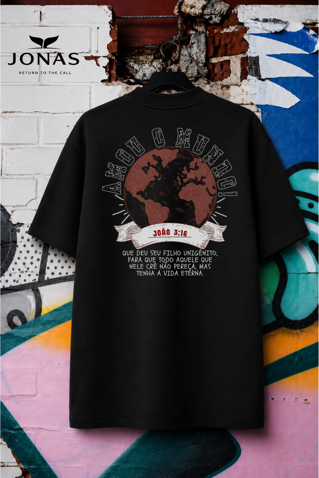 Camiseta Over Plus João 3:16 - Preto