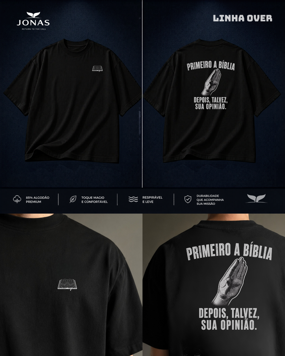 Camiseta Over - Bíblia - Preto