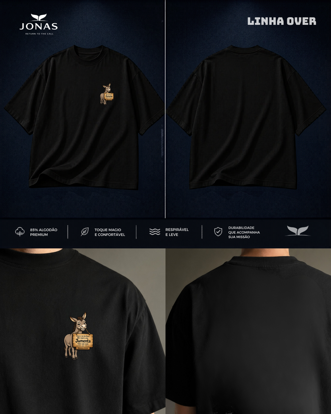 Camiseta Over —Números 22:28 Preto