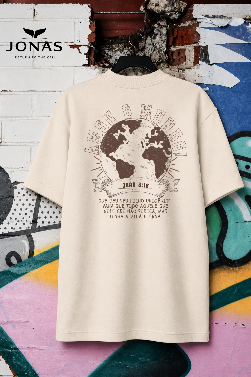Camiseta Over Plus João 3:16 - Off White