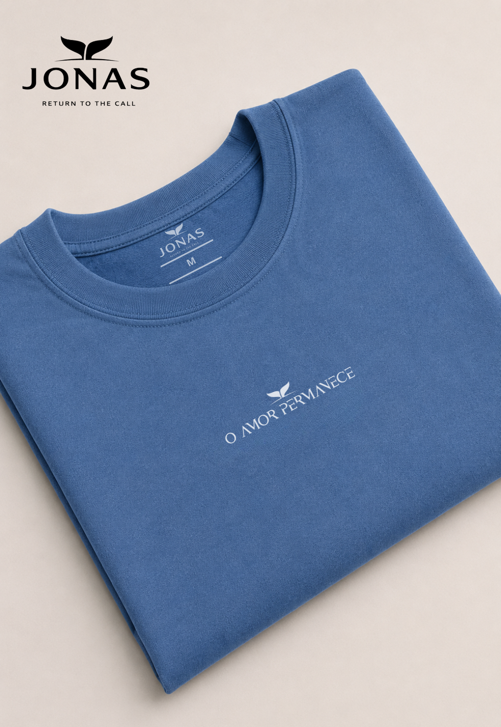 Camiseta Essential “O Amor Permanece” – Azul Envelhecido