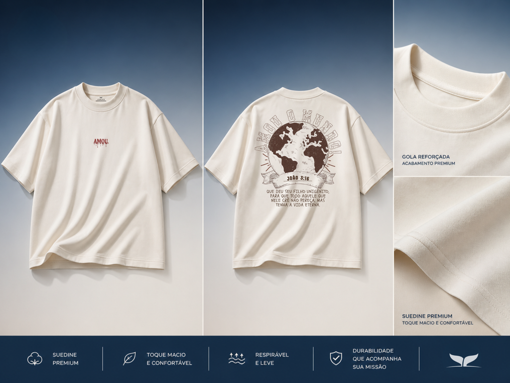 Camiseta Over Plus João 3:16 - Off White