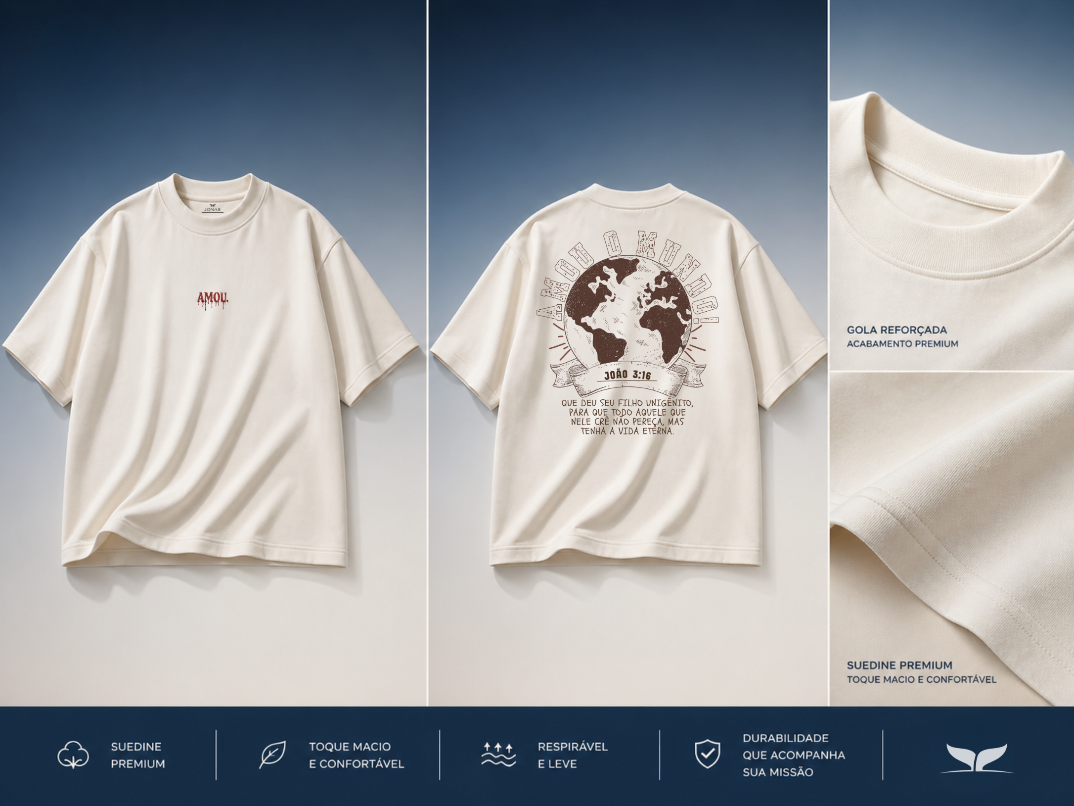Camiseta Over Plus João 3:16 - Off White