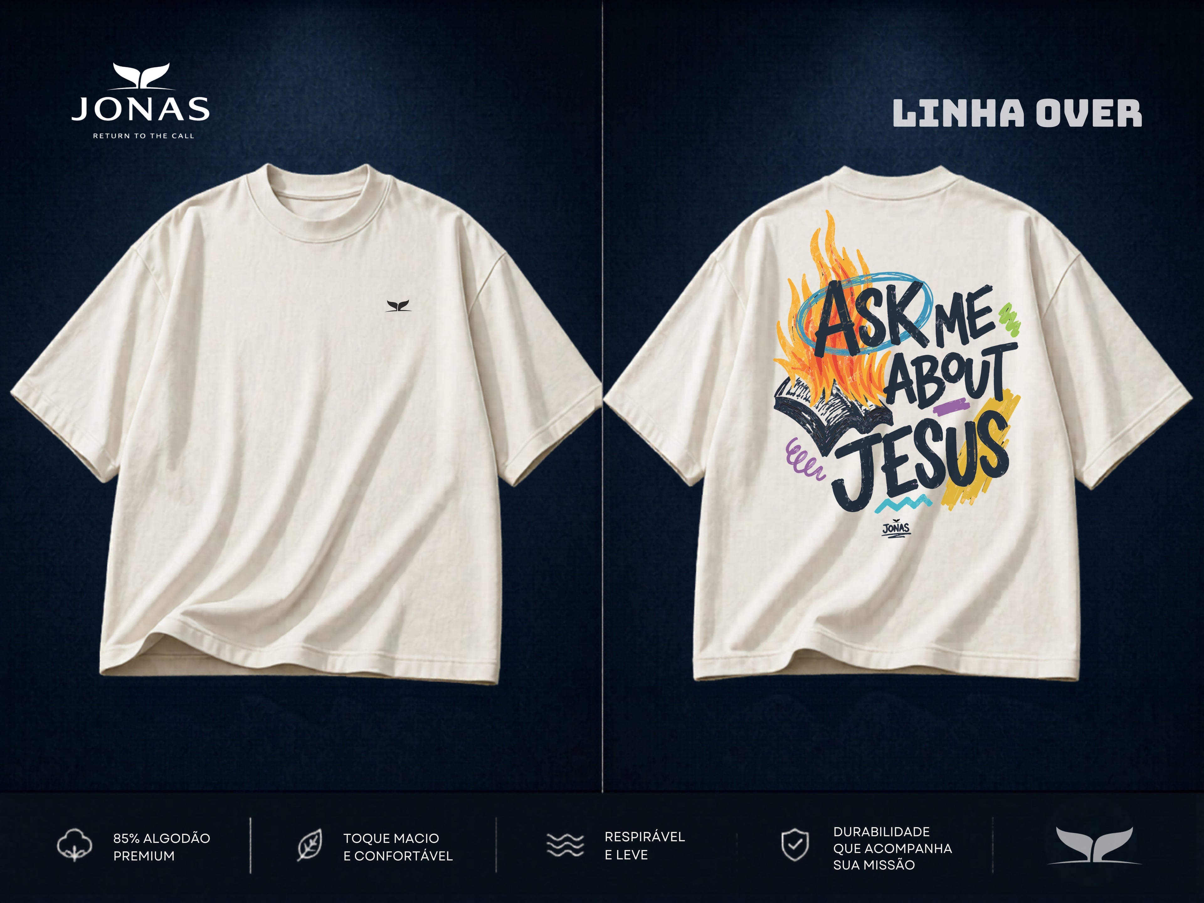 Camiseta Over - Ask Me About - Off White