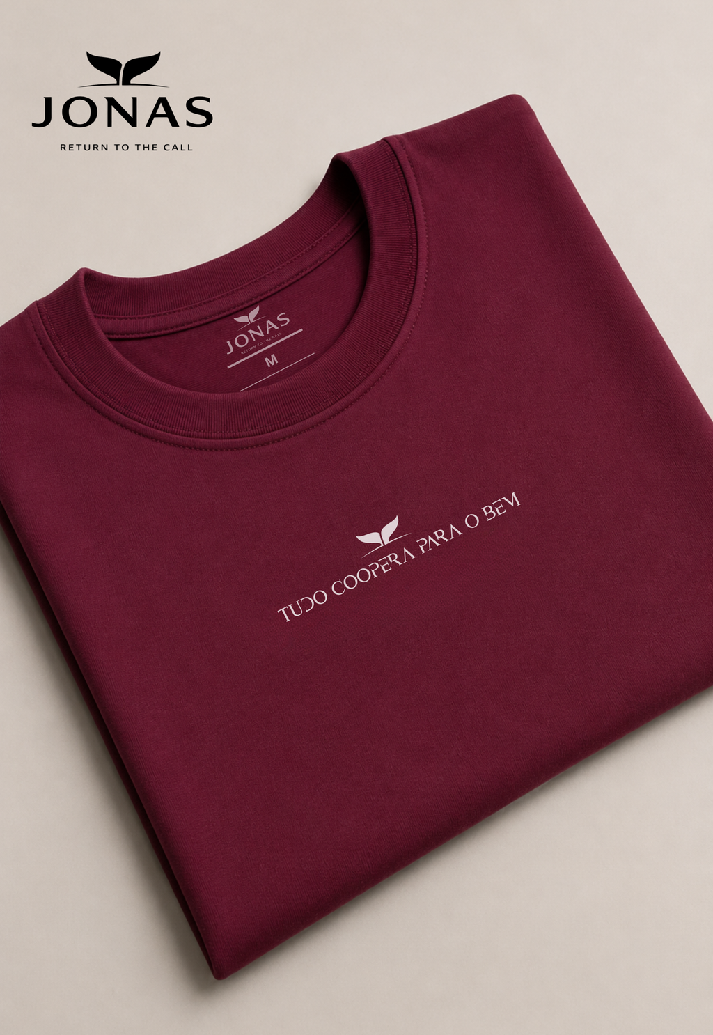 Camiseta Essential “Tudo Coopera Para o Bem ” – Bordô