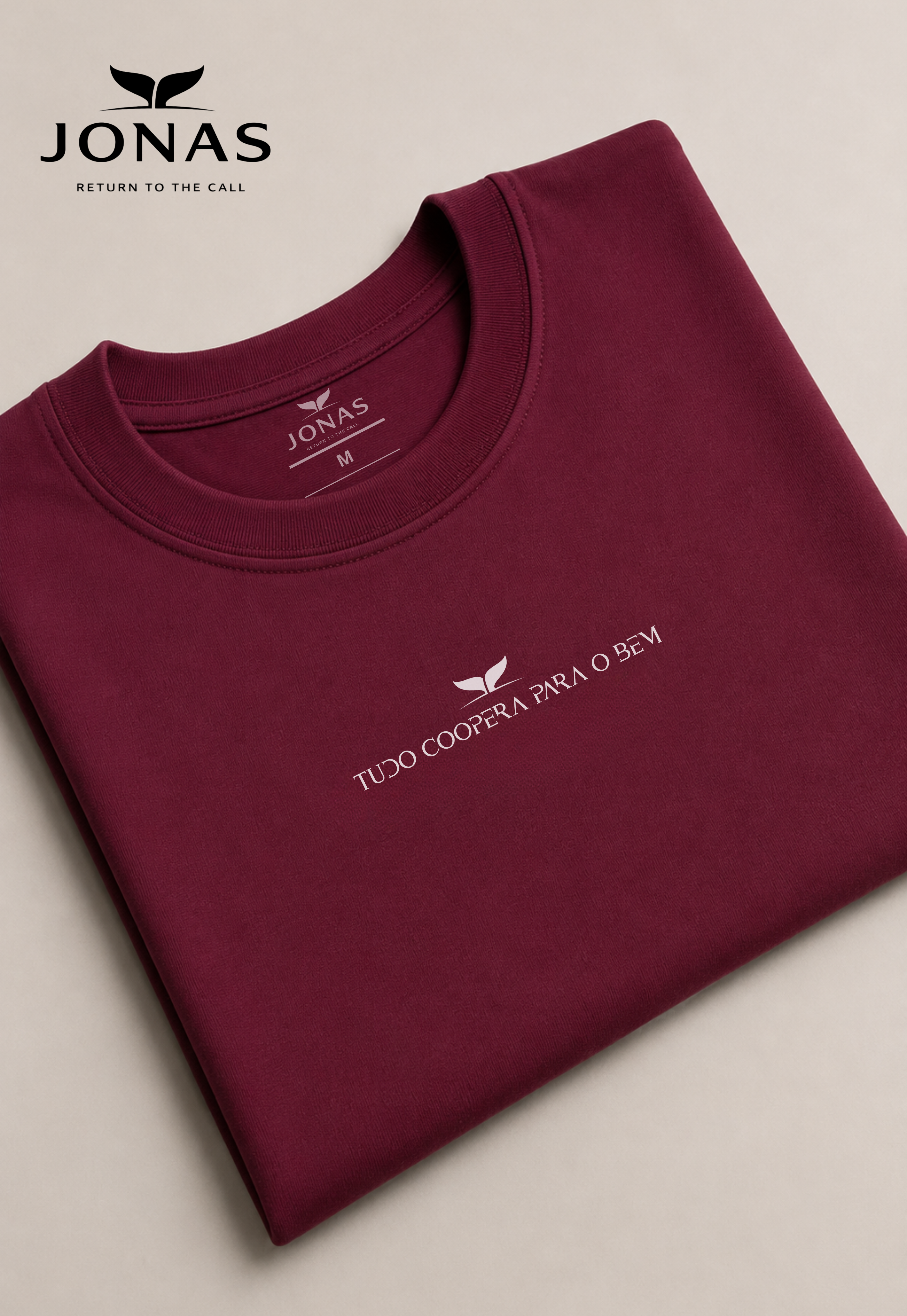 Camiseta Essential “Tudo Coopera Para o Bem ” – Bordô