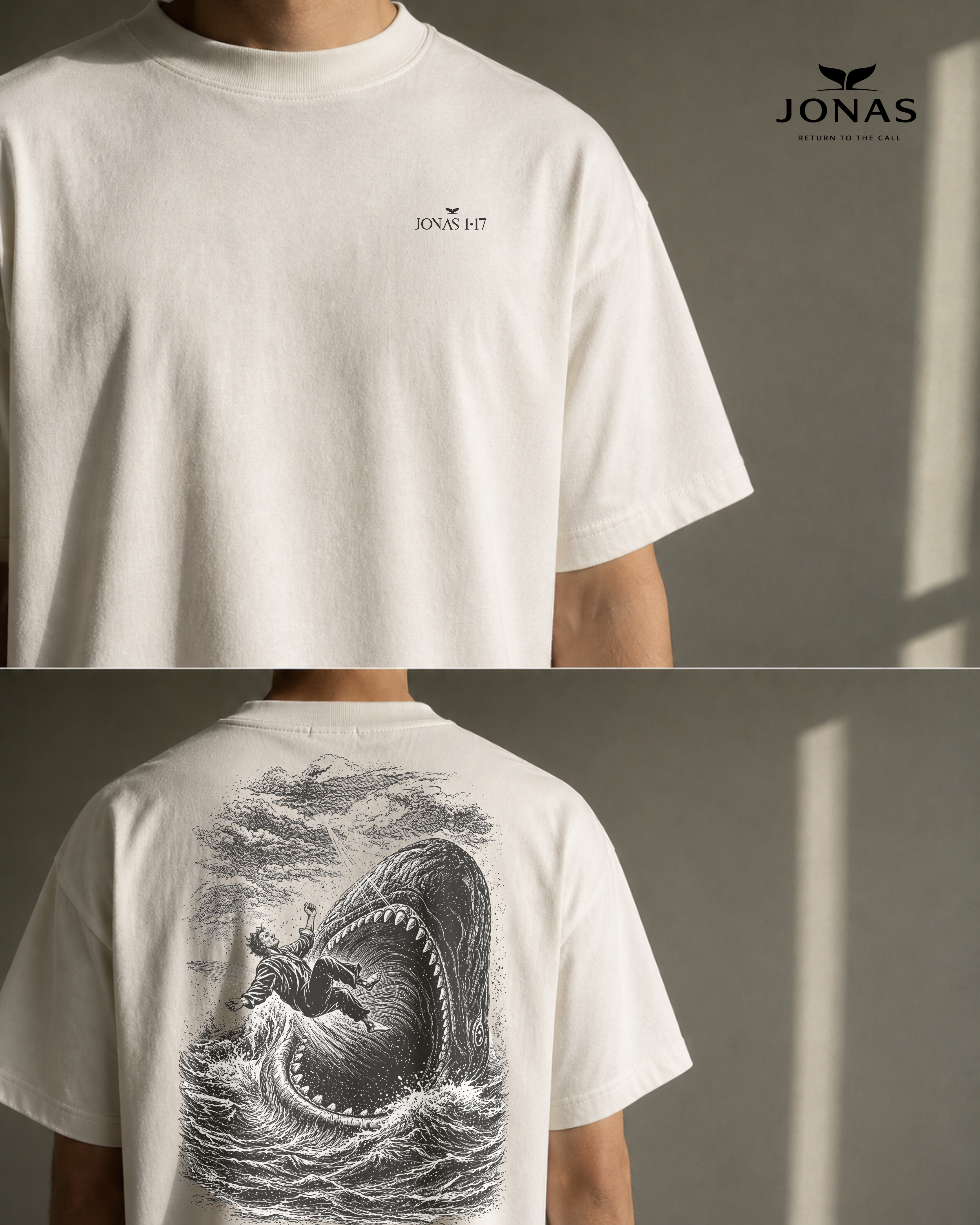 Camiseta Over — Jonas 1:17 Off White