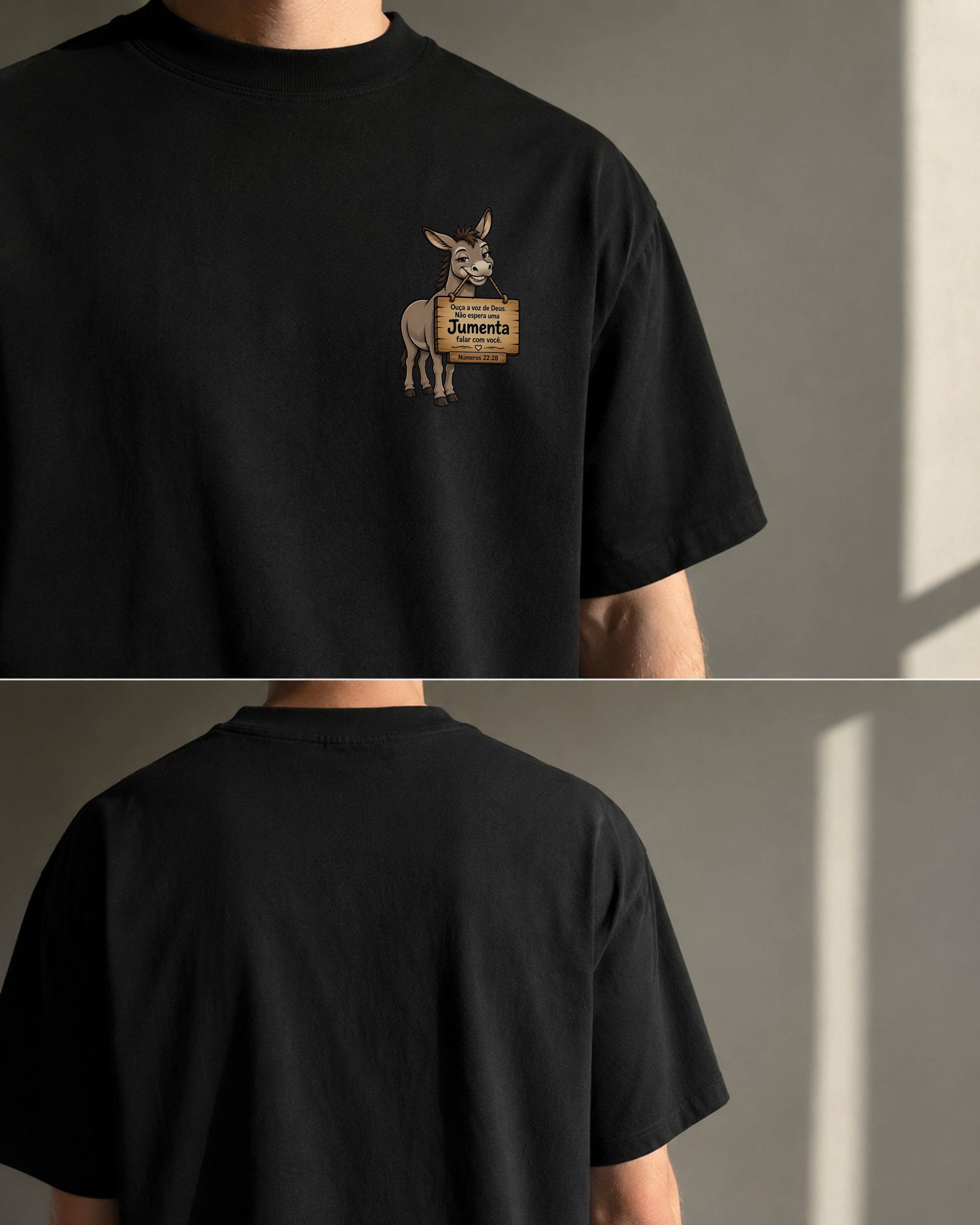 Camiseta Over —Números 22:28 Preto